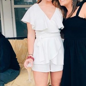 White flowy romper, tie waist